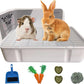 kathson Rabbit Litter Box,Bunny Potty Training,Plastic Square Small Animal Toilet,for Hamster Chinchilla Ferret Hedgehog Gerbil(White)