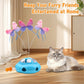 Interactive Cat Toys for Indoor Cats, 4in1 Pet Teaser Toy with Ambush Feather Wand, Motorized Fluttering Butterfly and Slow Feeder, Rechargeable Power Treat Puzzle Toy(Blue)