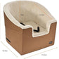 Amazon Basics Pet Car Booster Bucket Seat for Small Pets up to 25lbs, Machine Washable Cover, Clip-On Safety Leash, 18" x 18" x 16", Tan