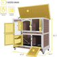 Aivituvin Rabbit Hutch Indoor, Bunny Cage with Wheels, 2-Story Design, 2 Deep Trays, Anti Slip Ramp, Ideal for Small Animals - Brown