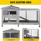 Aivituvin Rabbit Hutch Outdoor Rabbit Cage Indoor with Casters Bunny Cage Chikcen Coop for Small Animals with Pull-Out Tray(Grey)