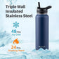 40 oz Insulated Water Bottle with Straw (Cold for 48 Hrs), Stainless Steel Triple Wall Vacuum Sports Water Jug, Leakproof Hydro Cup Flask with Paracord Handle & Straw Spout Lids & DIY Stickers