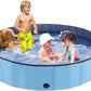 Foldable Dog Bath Swimming Pool Plastic Kiddie Pool Professional Tub Collapsible Grooming Bathtub for Pets Kids Baby and Toddler, 79 x 12 Inches Blue