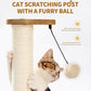 Made4Pets Cat Scratching Post Cat Scratcher Kitten Toys for Indoor Cats Wooden Ball Track Two-Layer Modern Sisal 32" Tall Scratch Post Interactive Toy with Dangling Ball Large Size