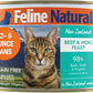 Feline Natural New Zealand Canned Catfood Wet Food, High-Meat, Low-Carb, & Grain Free Cat Food Wet, Beef & Hoki Feast, 6 oz, Pack of 12