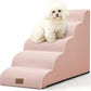 Dog Stairs for High Bed 22.6" H, Small Dog Step for Puppy, Older or Cat, Curved Ramp for Car, Ladder with High Density Foam, Lightweight, Durable, 15.7x33x22.6 inch, 5 Step, Pink