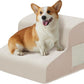 Dogs Steps for Bed, Dog Stairs for Small Dogs, 2-Step Dog Ramp for Bed, Couch, Sofa, and Chairs, Non-Slip Bottom Design, Cat Scratching, High Density Foam Portable Pet Step, Indoor, Beige