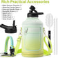 Insulated Water Bottle | Thickened Stainless Steel Vacuum Metal | Portable Sports Half Gallon Large Water Jug for Gym and Hiking with Straw, Carrier Bag, Handle Strap | BPA-Free 64 oz
