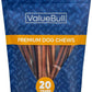 ValueBull Bully Sticks for Dogs, Medium 12 Inch, 25 Count - All Natural, Grass Fed, Single Ingredient, Long Lasting Dog Treats