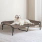 Veehoo Cooling Elevated Dog Bed, XL Raised Pet Cot with Guardrail & Slope Headrest, Durable Breathable Teslin Mesh, Non-Slip Feet, Washable Dog Couch Bed for Indoor & Outdoor, 50.5" x 33.5, Brown