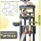 Taoqimiao 72 Inches Cat Tree for Large Cats, Multi-Level Tall Cat Tower, Widened Cat Condo with Large Scratch Board, 5 Scratching Posts, Metal Hammcock, Cozy Basket, Smoky Gray, MS045G