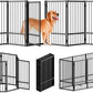 Full Metal Freestanding Dog Gate with Door, 32''Height Foldable Pet Dog Fence for Indoor & Outdoor, 8 Panels Extra Wide Free Standing TallDog Gates for Doorways,House,Stairs,Porch,Deck,Yard