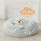 WNPETHOME Calming Dog Bed Cat Bed Donut, Faux Fur Pet Bed Self-Warming Donut Cuddler, Comfortable Round Plush Dog Beds (27 x 27 Inch, Light Grey)