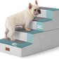 Dog Stairs for Large Dogs - Extra Wide Pet Stairs 2 in 1 with Zippers Suitable for Couch and Bed, Foam Dog Steps with Non Slip Bottom Grey 4 Steps, Grey