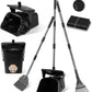 Stainless Steel Dog Pooper Scooper,40" Long Handle Swivel Bin, Rake and Spade,20 Waste Bags & Hook - Heavy Duty Portable Metal Poop Scooper for Large,Medium and Small Dogs