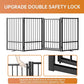 Full Metal Freestanding Dog Gate with Door, 32''Height Foldable Pet Dog Fence for Indoor & Outdoor, 4 Panels Extra Wide Free Standing TallDog Gates for Doorways,House,Stairs,Porch,Deck,Yard
