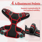 rabbitgoo Dog Harness No Pull with 2 Leash Clips, Adjustable Soft Padded, Reflective Oxford No Choke Pet Vest with Easy Control Handle for Medium Sized Dogs, Black & Red, M