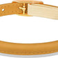OOPSDOGGY Rolled Leather Cat Collar with Bell - Reflective Kitten Collar with Safety Elastic Strap - Adjustable Small Pet Collars for Boy Girl Cats (Camel)
