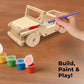 Kraftic Woodworking Building Kit for Kids and Adults, Set of 3 Educational DIY Carpentry Construction Wood Model Kit Toy Projects for Boys and Girls - Off-Road Vehicle, Flatbed Truck, Barn Birdhouse