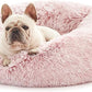 Love's cabin Calming Cat Bed for Indoor Cats,Anti-Anxiety Donut Round Dog Bed,Fluffy Faux Fur Washable Pet Bed for Small Medium Dogs and Cats,Pink,24in