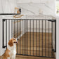 Cumbor 34" Extra Tall No Bottom Bar Baby Gate for Stairs, Auto Close Dog Gate Indoor for Larger Pets, 31.6-48" Hardware Mounted Safety Gate for Doorways, Wide Walk Thru Door for Easy Access (Black)
