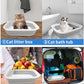 BNOSDM Collapsible Small Cat Litter Box for Kittens Open Potty Pan Foldable Cat Toilet with Scoop Senior Kitty Travel Shallow Litters Boxes Anti-Splash Waterproof Grey 17.7"×13.4"