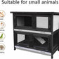 Double Level Solid Wood Rabbit Hutch Small Animal Cage for Rabbits, Guinea Pigs, Hedgehogs & Lizards Indoor/Outdoor– 2-Tier Eco-Friendly Habitat with Bedding Area, Durable & Easy to Clean