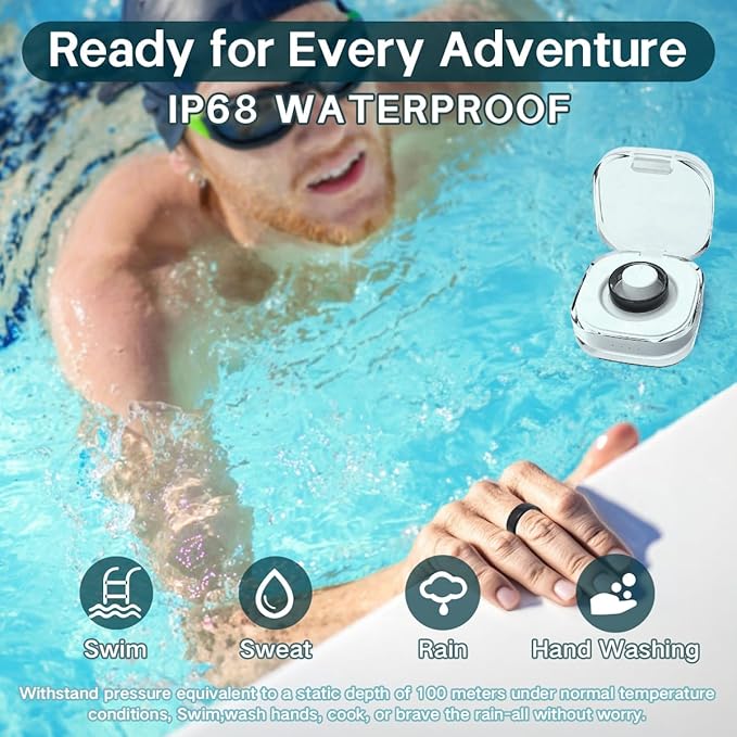 Smart Rings for Women Men,Fitness Tracker Ring,Heart Rate,Blood Oxygen,Blood Pressure,Step Tracker,Sleep Monitoring,No Subscription Fee,IP68 Waterproof Smart Ring for iphone&Android(Silver 11)