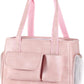 Dog Carrier Purse, Fashion Leather Pet Carrier Bag, Airline Approved Soft Sided Cat Travel Tote Bag with Pockets Pink