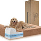 Orthopedic Dog Beds for Large Dogs, 7" Memory Foam Dog Beds with Waterproof Liner, Chew Proof Microsuede Cover, Removable and Washable, Nonskid Bottom, 60"x48" XXL Khaki