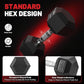 PAPABABE Hex Dumbbell Set 45-550 lb, Rubber Encased Home Gym Dumbbells, Weights Dumbbells for Women & Men, Hand Weight for Strength Training