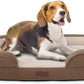 Soft Touch Orthopedic Dog Bed for Large Dogs with Faux Fur Top, Waterproof Pet Couch Bed with Removable Washable Cover and Supportive Foam Filling (Brown, Large)