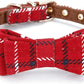 Puppy Collars for Small Dogs - StrawberryEC Adjustable Puppy Id Buckle Collar Leather. Cute Plaid Bandana Dog Collar (Bow-Red Grid)