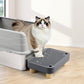 Cat Litter Box Step Ramp, Cat Litter Catcher Mat with Wooden Feet, Filter Function, Cat Pedal Stool for Self-Cleaning Cat Litter Box, Ideal for Kitten & Elderly Cats (Dark Grey)