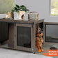 LINLUX 47 Inch XL Dog Crate Furniture, Wooden Heavy Duty Dog Kennel Indoor, Decorative Dog Cage Table for Extra Large Dogs, with Sliding Doors, Wheels and Flip-top Plate
