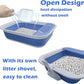 Collapsible Small Cat Litter Box,Open Top Cats Litter Pan with Scoop Foldable Shallow Kitten Potty Toilet Waterproof Cat Travel Litterbox Anti-Splashing Low Entry Semi-Enclosed Easy Clean(Blue)