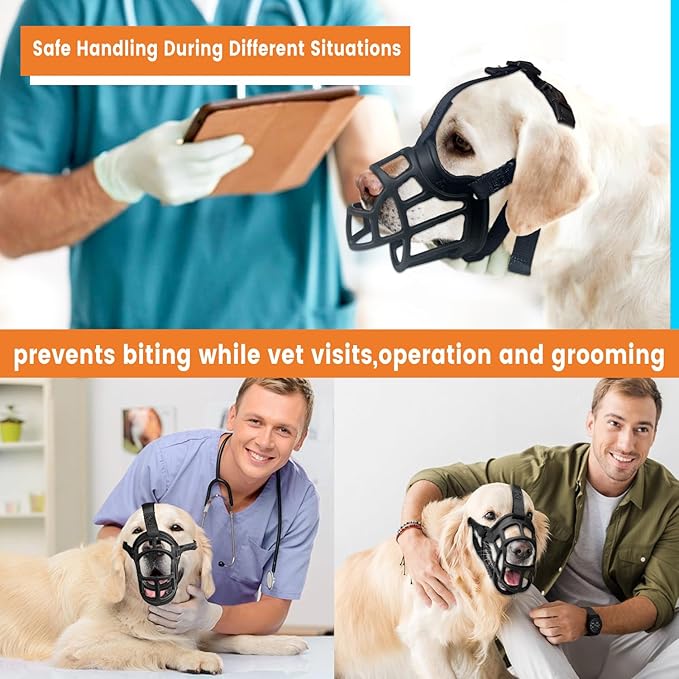Dog Muzzle – Lightweight Breathable Basket Muzzle, Anti-Biting & Chewing, Adjustable Fit for Small, Medium & Large Dogs(Size 2)