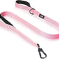 TwoEar 6FT 1IN Strong Pink Dog Leash with 2 Padded Handles, Traffic Handle Extra Control, Comfortable Soft Dual Handle, Auto Lock Hook, Reflective Walking Lead for Small Medium and Large Dogs