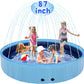 87" Large Dog Pool with Sprinkler, 2-in-1 Foldable Swimming Pool Non-Slip Hard Plastic Splash Sprinkler Kiddie Pool for Outdoor Backyard Kids Dogs Ducks and Pet Baths