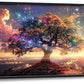Tree Sunrise Large Wall Art Tree of Life Pictures Foggy Mountain Landscape Wall Starlight Nature Decor Canvas Print Painting Artwork for Bathroom Living Room Bedroom 60L" x 30W"