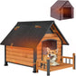AIVITUVIN Outdoor Dog House with Anti-Chewing Iron Surround Insulated Liner Dog Kennel for Large Breed Dog Shelter Weatherproof (Brown 50.9" D x 37.4" W x 37.2" H)