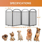 4 Panles Full Matel Freestanding Dog Gates with Door, 96"Extra Wide 36"Tall Free Standing Dog Pet Gate for Indoor & Outdoor. Foldable Pet Fences for Doorways, House, Stairs, Porch, Deck, Yard