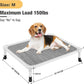 Veehoo Chew Proof Elevated Dog Bed - Cooling Raised Pet Cot - Silver Aluminum Frame and Durable Textilene Mesh Fabric, Unique Designed No-Slip Feet for Indoor or Outdoor Use, Black Silver, Medium