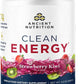 Ancient Nutrition Clean Energy Powder, Strawberry Kiwi, Supports Healthy Energy and Cognitive Health, Promotes Mental Alertness and Focus, 30 Servings