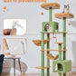 Taoqimiao Cat Tree, 71-Inch Cat Tree Cat Tower for Indoor Cats, Plush Multi-Level Cat Condo with 10 Scratching Posts, 2 Perches,Basket, 2 Caves,Hammock, 2 Pompoms,MS020T Cactus