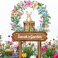 Personalized Rabbit Metal Sign with Stake,Custom Gardener Last Name Signs Outdoor Decor,Customized Flowers Gardening Birthday Gifts,Cute Animal Plaques for Patio Lawn Porch Backyard Farmhouse Outside