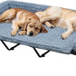 Veehoo Cooling Elevated Dog Bed Add Removable Deluxe Rose Plush Bolster Cushion Mat, 59" x 37" Washable Dog Couch Bed, Raised Pet Cot with Breathable Teslin Mesh, No-Slip Feet, Haze Blue, CWC2439B