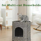 Cat House for Indoor Cat, Large Double Cat Houses Cat Bed Cave, Handwoven Rattan Pet Beds with One Soft Pad, 17 x 17 x 17 Inches Foldable Kitten Hideaway in Living Room Gray
