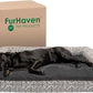 Furhaven Orthopedic Dog Bed for Large Dogs w/ Removable Bolsters & Washable Cover, For Dogs Up to 125 lbs - Plush & Southwest Kilim Woven Decor Sofa - Boulder Gray, Jumbo Plus/XXL