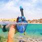 QingSong Full Face Snorkel Mask for Adults, Snorkeling Gear with Camera Mount, 180 Degree Panoramic View Snorkel Set Anti-Fog Anti-Leak